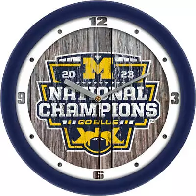 Michigan Wolverines 2023 Champions Weathered Wood Wall Clock • $43.95