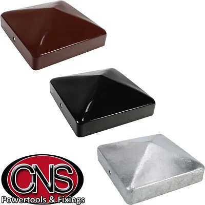 METAL FENCE POST CAPS | Oxide Red / Zinc Dip Galvanised / Epoxy Black-ALL SIZES • £1.92