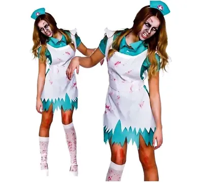 Halloween Zombie Nurse Costume Ladies Womens Doctor Fancy Dress Adult UK 6-24 • £15.99