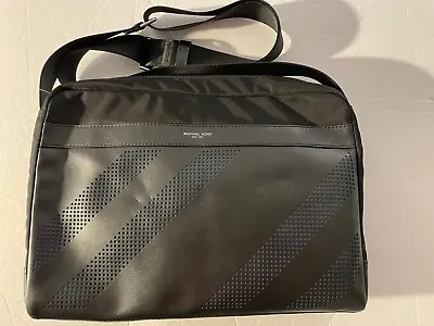 Michael Kors Laptop Bag Crossbody Perforated Large Black Silver • $63.58