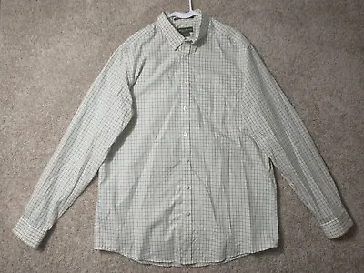 Eddie Bauer Shirt Adult Extra Large Tall White Green Button Up Long Sleeve Men • $12
