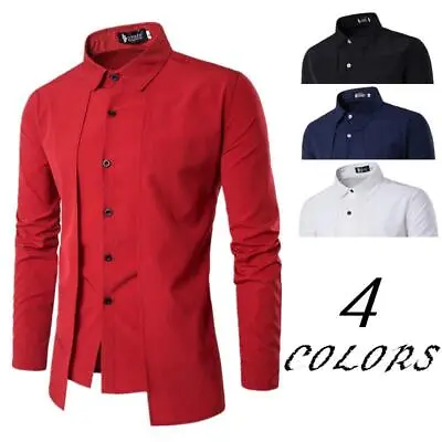 Men Luxury Formal Shirt Long Sleeve Slim Business Casual Dress Suit Shirts Tops • $13.99