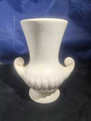 Small 6  Vintage Roman Style Art Pottery Handled Vase In Glossy White • $13.17