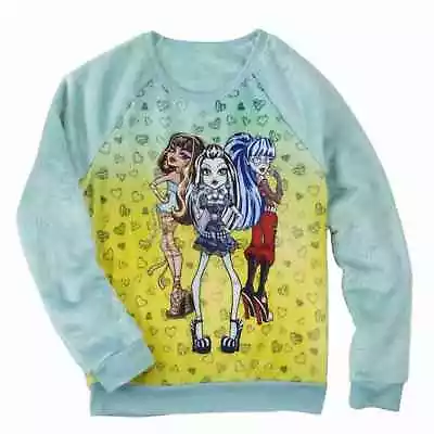 Monster High Girls Minky Mint Green Frankie Stein Pullover Sweatshirt Shirt XS • $24.99