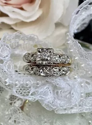 2.8Ct Round Lab Created Diamond Wedding 14K Two-Tone Gold Filled Bridal Ring Set • $88.40