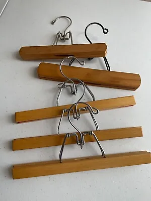 Vintage Wooden Pants Hangers Set Of 5 2 Styles • $2.99