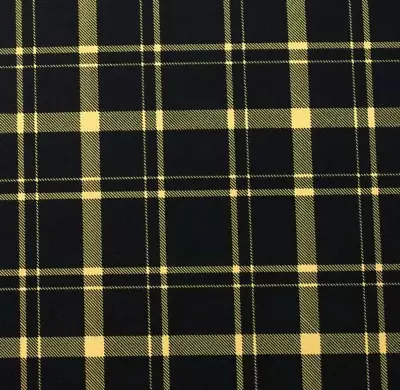 Plaid  Black Yellow 4 Way Stretch Spandex Fabric Dancewear Swimwear • $19.94