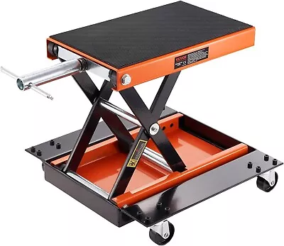 VEVOR Motorcycle Lift ATV Scissor Jack Dolly 1100 Lbs Wide Deck & Hand Crank • $66.99