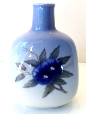 Vintage Royal Copenhagen Denmark 5.75  Blue Morning Glory Vase Porcelain • $29.99