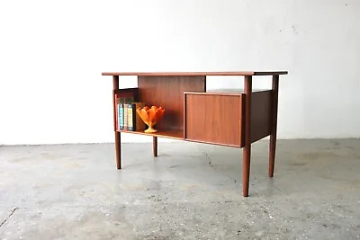 Kai Kristiansen Danish Modern Three-Drawer Floating Top Teak Desk W/ Bookshelf • $2500