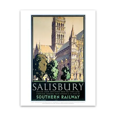 £9.99 • Buy Salisbury Cathedral 28x35cm Art Print By Vintage Railway Posters