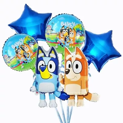 Kids Birthday Decoration Bluey Family Foil Balloons 5 Piece Set Party Supplies • $10.99