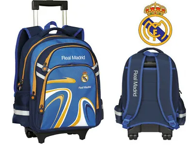 £37.99 • Buy REAL MADRID TROLLEY School Bag Backpack On Wheels Wheeled Bag Schoolbag NEW