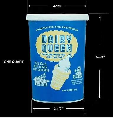 Vintage 1940s/50s Dairy Queen One Quart Wax Paper Cup Good Graphics Unused • $30