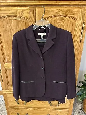 AMANDA SMITH 3 Piece Skirt Suit Career Office Professional 12 Dark Purple Sh • $8