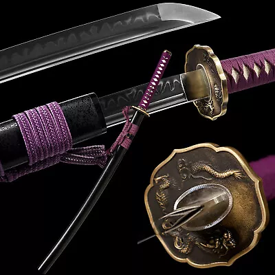 Handmade Clay Tempered T10 Steel Blade Real Hamon Japanese Sword Samurai Katana • $125.99