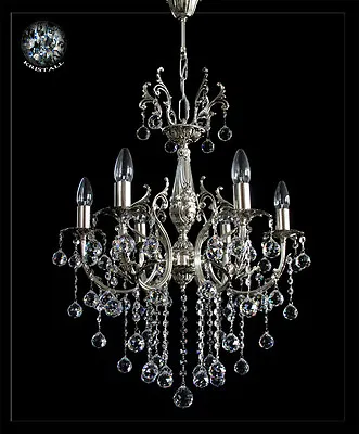 CRYSTAL CHANDELIER 6 LIGHTS IN GOLD Or SILVER (Real Crystals)  • £251.26