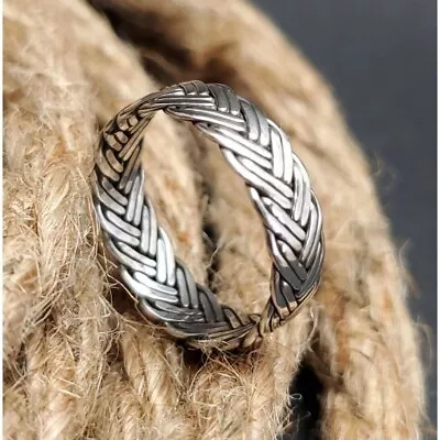 Men's Sterling Silver Chunky Braided Band Size 12.5 • $69