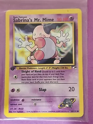 Pokemon Cards SABRINA'S MR MIME 1st Edition GYM HEROES  -  94/132 MINT • $7