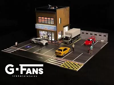 1/64 Diorama Car Garage Model LED Lighting City Street View Building Scene  • $25.04