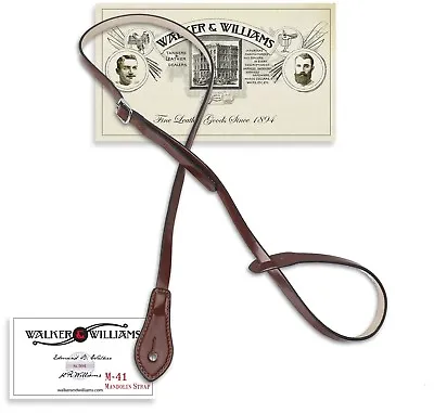 Walker & Williams M-41 Chestnut Brown Leather Mandolin Strap For A Or F Types • $25.95