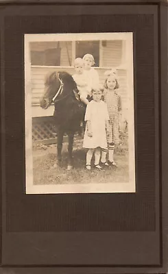 Vintage 1922 Photo Ephemera - Kids With Pony 5 3/8  X 8 7/8  • $12