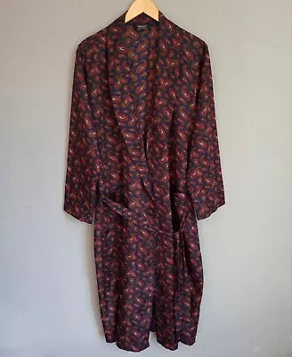 St Michael Vintage Blue & Red Paisley Dressing Gown Robe Kimono Size Medium  • £17.95