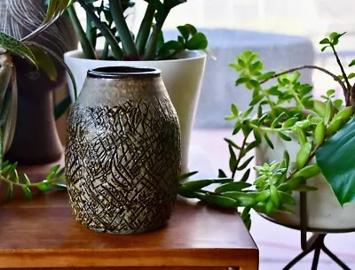 Handmade Midcentury Modern Green Brown Mid-Century Vase Dorothee Manbeck • $68