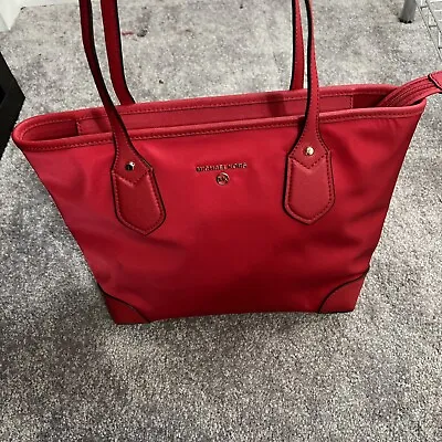 Michael Kors Eva Nylon Crimson Red Tote Handbag Purse • $39