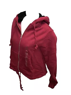 Victoria's Secret Pink Faux Fur Lined Hood Full Zip Color Maroon Size Large NWT • $58.99