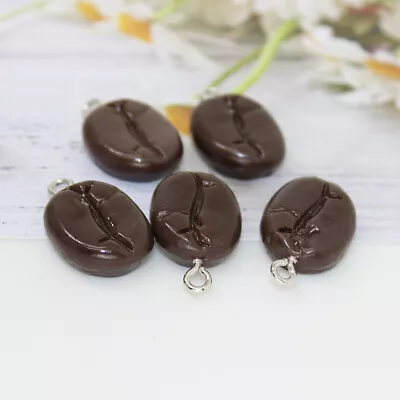 10 Resin Coffee Bean Charms For Jewelry Making • £7.38