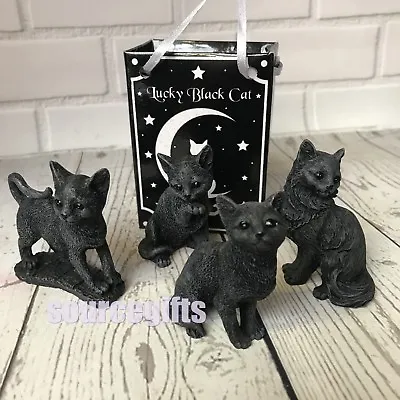 £12.75 • Buy NEW CAT FIGURES - SET OF 4 SMALL 6cm LUCKY BLACK CAT  FIGURINES GREAT GIFT