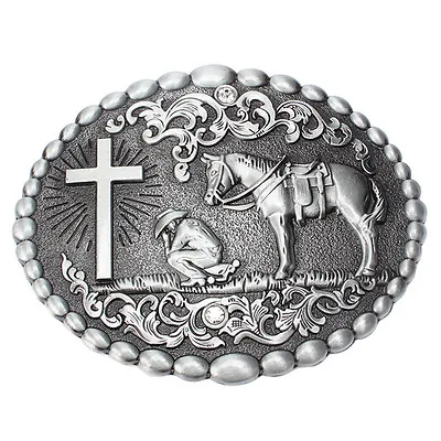 Praying Belt Buckle Western Cowboy Native American Motorcyclist (CRH-01) • $14.99