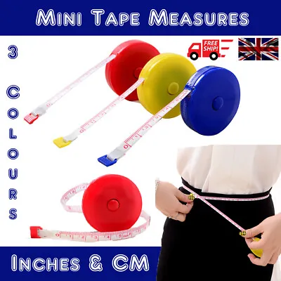 1.5mtr 60  Mini Pocket Retractable Tape Measure Ruler DIY Dieting Sewing Tailor • £1.99