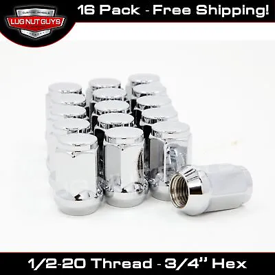 16 Lug Nuts Bulge Acorn 1/2 Chrome 3/4  Hex • $17.49