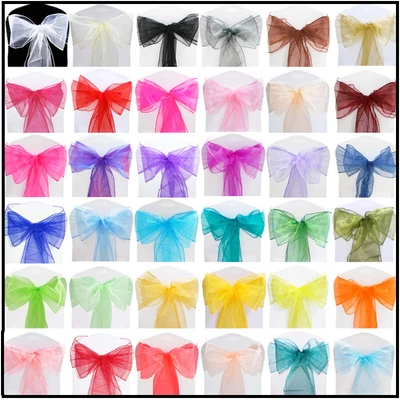 £7.99 • Buy TtS 1-100pcs ORGANZA SASHES Chair Cover Sash Fuller Bow Wedding Party Decoration