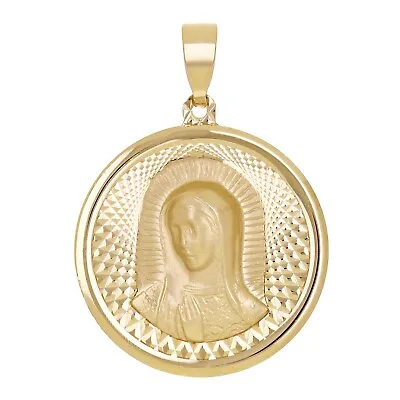 Italian 14k Yellow Gold Madonna Virgin Mary Medal Charm Pendant 1.1  2 Grams • $160.26