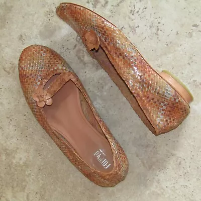 Foreva Sapatarias Light Tan Woven Leather Flat Ballet Pump Shoe Slip On Uk 6.5/7 • £15
