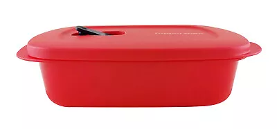 Tupperware Red Microwaveable CrystalWave Rect Bento Lunch Box Container (1) 1.0L • $14.46