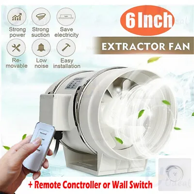 6  Extractor Fan Duct Hydroponic Inline Exhaust Industrial Vent Air Circulation • $42.61