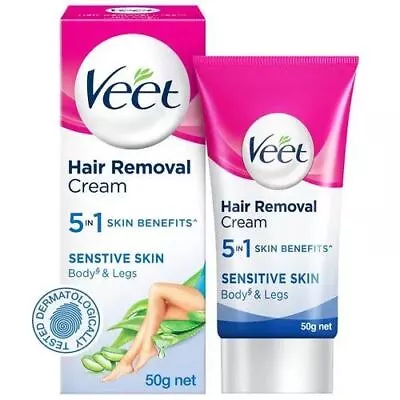 Veet Hair Removal Cream 5in1 Skin Benefits Sensitive Skin Body & Legs 50g • $8.09