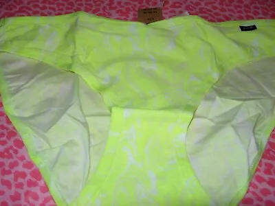 Victoria's Secret PINK LOGO V-Cut Bikini Rare Neon Lemon Blaze Marble H2F NWT • $10.99