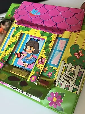 Mattel Vintage 1967 Plastic Liddle Kiddles Doll Pop Up Play House + Dolls EUC • $49