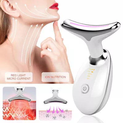 Neck Face Lifting Massager Skin Tighten Device LED And Anti Wrinkle Double Chin+ • £11.59