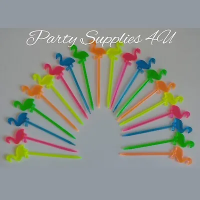 20x Reusable Colourful Flamingo Party Picks Cocktail Stick/BBQ/Birthday/Bar/Food • £2.99