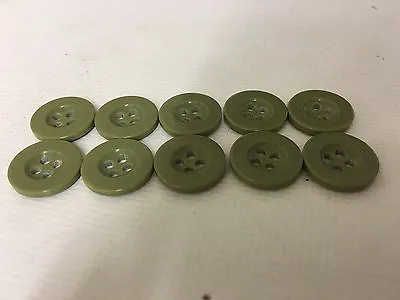 10 Light Olive Drab Green Military Style Plastic Buttons 15mm Surplus Army • £4.49