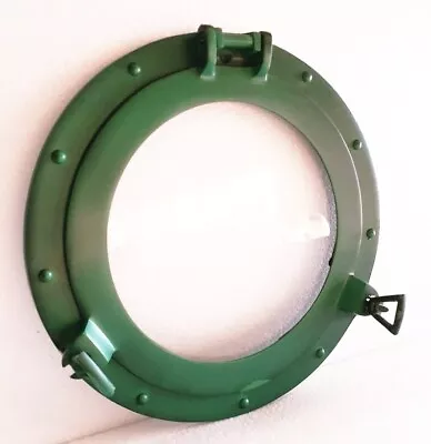 Vintage 12  Canal Boat Porthole Green Door Window Glass Porthole For Decor • $280