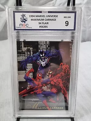 Maximum Carnage Spider-Man Venom 1994 Flair Marvel Universe #104 Graded 9 • £29.99