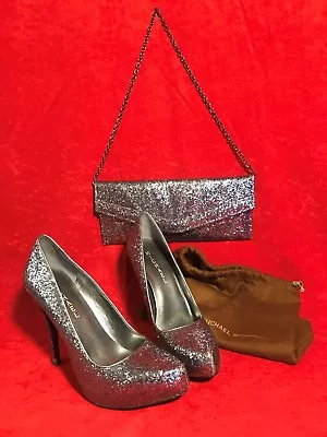 MICHAEL SHANNON GLITTER PEWTER Color HEELS STILETTO PUMPS SHOES PROM SZ 8M • $25