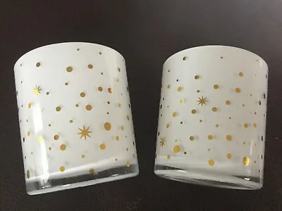 🤍🕯2 Yankee CANDLE STARS AND DOTS Glass Votive Candle Holders. 🕯🤍 • £5.50